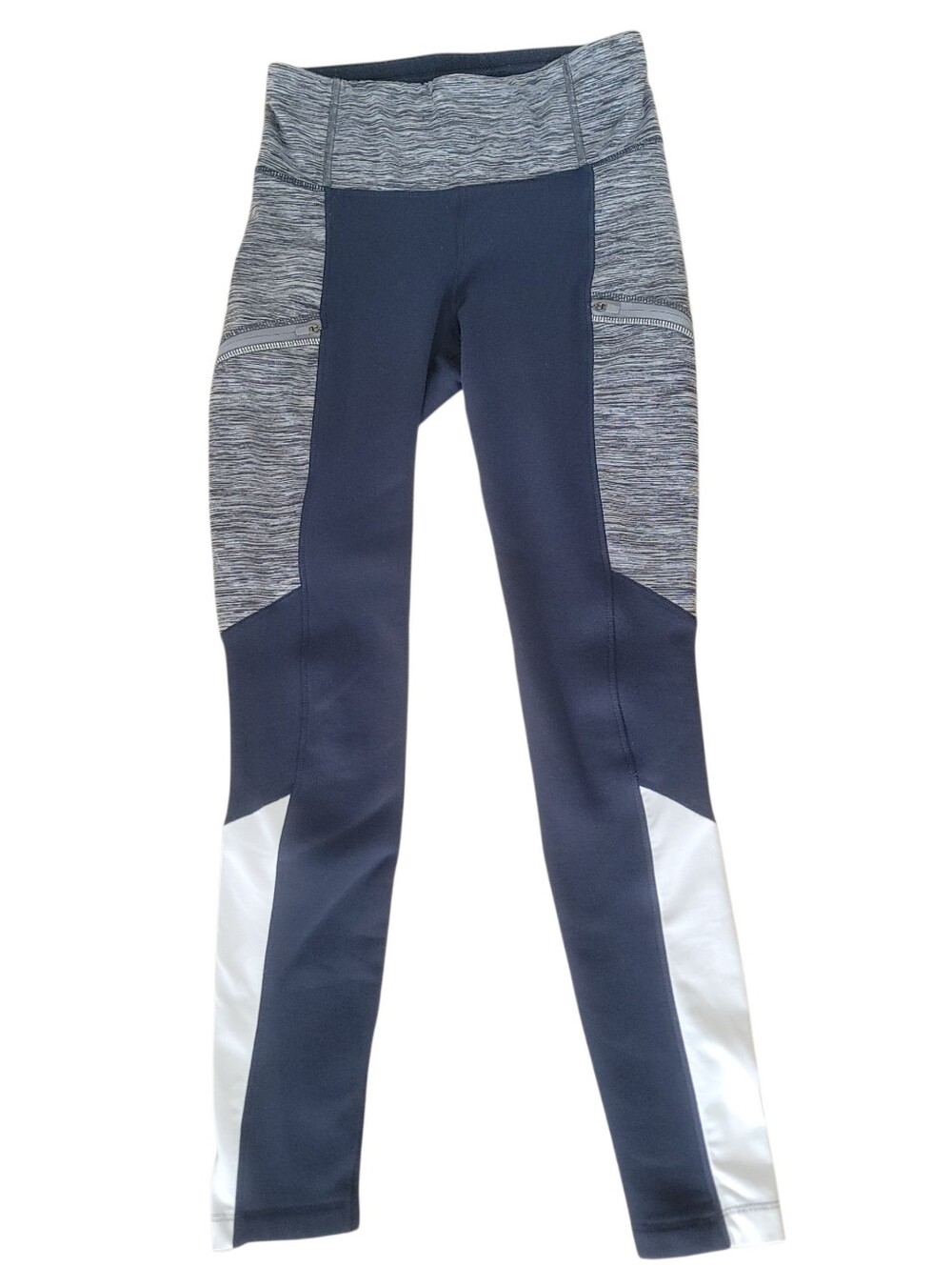 Athleta Women's Colorblock Powerlift Tight 2.0 Polartec Fleece Small Navy Gray